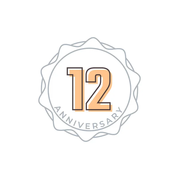 12周年記念ベクトルバッジ お祝いお祝いお祝いテンプレートデザインイラスト — ストックベクタ