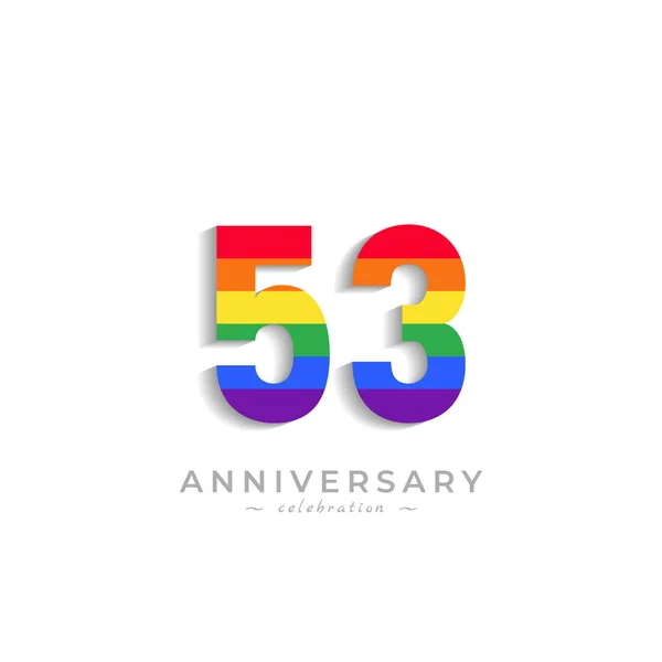 Jaar Jubileumviering Met Rainbow Color Voor Viering Event Bruiloft Wenskaart — Stockvector