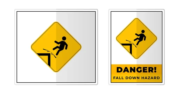 Falling Hazard Danger Sign Label Szimbólum Ikon Vektor Illusztráció — Stock Vector