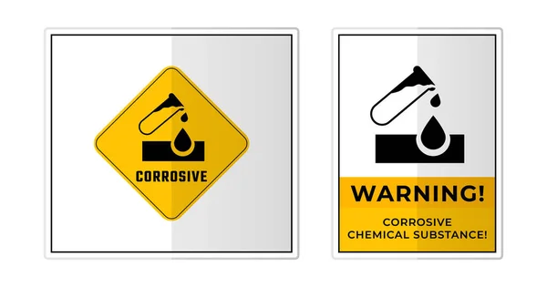 Ätzende Chemische Substanz Warnschild Etikett Symbol Icon Vector Illustration — Stockvektor