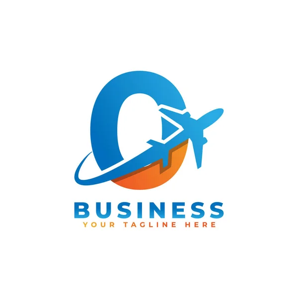 Número Com Design Logotipo Avião Adequado Para Turismo Viagens Iniciar —  Vetores de Stock