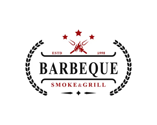 Çapraz Çatal ve Ateş Logosu Amblemi Tasarımı Sembollü Eski Izgara Barbekü Barbeküsü