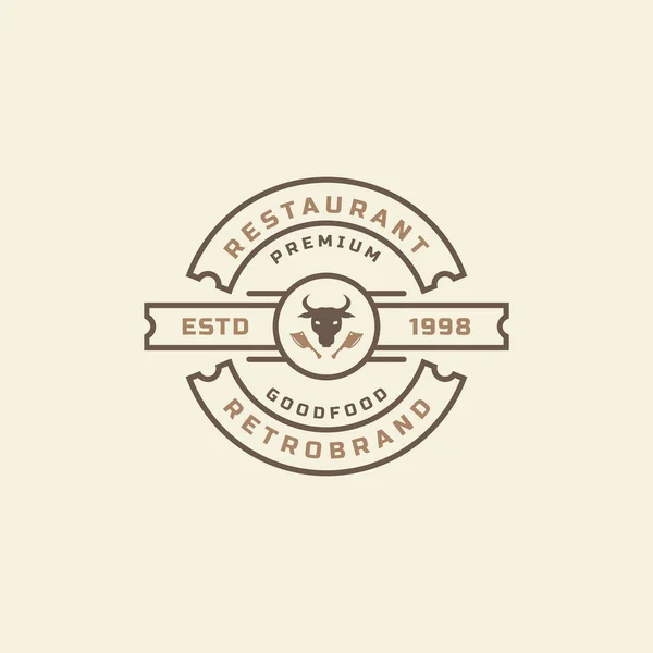 Vintage Retro Jelvény Étterem Kávézó Ikonok Fast Food Logo Design — Stock Vector