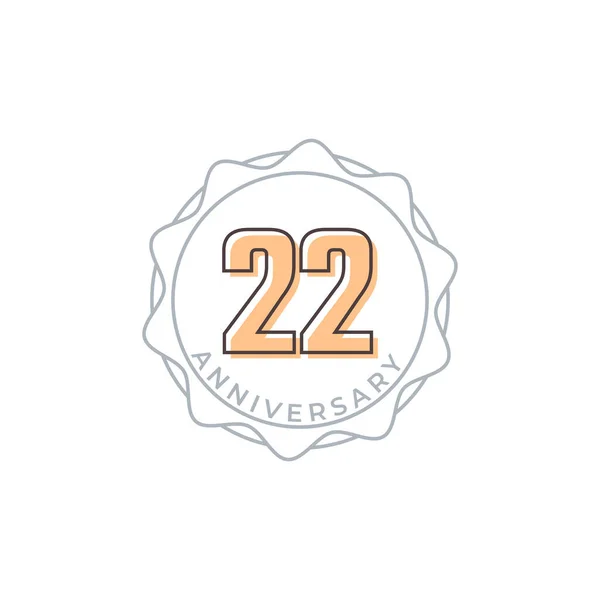 22周年庆祝病媒徽章 一周年快乐庆祝模板设计图解 — 图库矢量图片