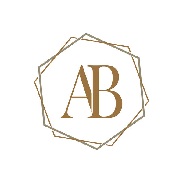 Simple Elegant Initial Letter Type AB, Sign Icon, Design Template