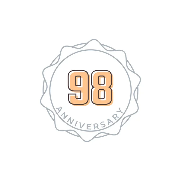 98周年記念ベクトルバッジ お祝いお祝いお祝いテンプレートデザインイラスト — ストックベクタ