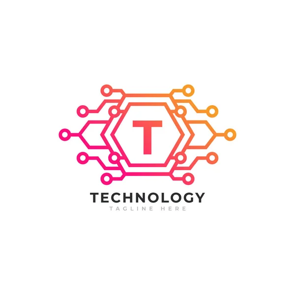 Tecnologia Lettera Iniziale Logo Design Template Element — Vettoriale Stock