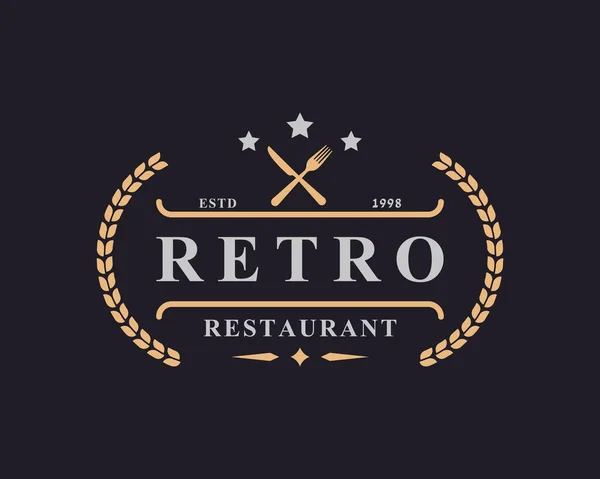 Antika Retro Rozetli Mutfak Menüsü Logo Logosu Şablon Şablonu Mutfak — Stok Vektör