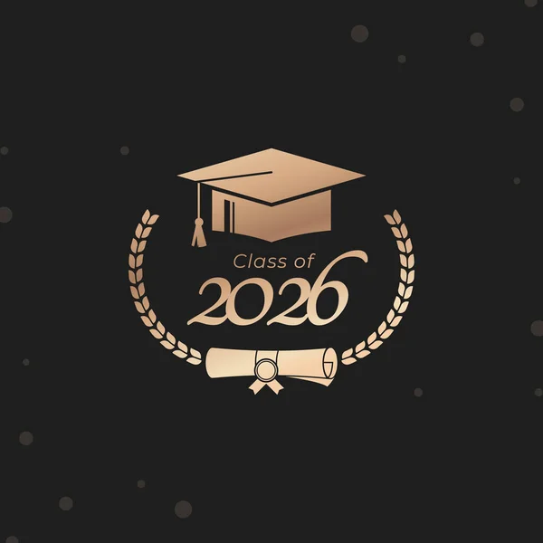 Clase 2026 Año Graduación Decorar Felicitación Con Laurel Corona Para — Vector de stock