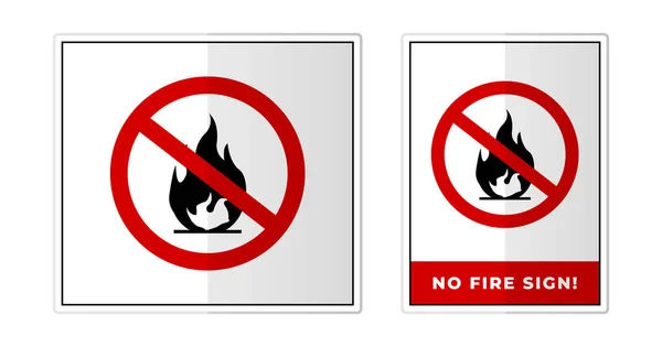 Sin Signo Fuego Símbolo Etiqueta Icono Vector Ilustración — Vector de stock