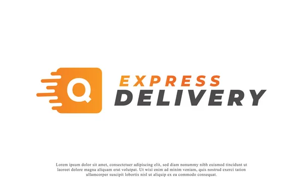 创意初始字母Q标志 橙色形状Q信件与快运运货卡车图标 适用于商务和品牌标识 平面矢量标志设计思想模板元素 — 图库矢量图片