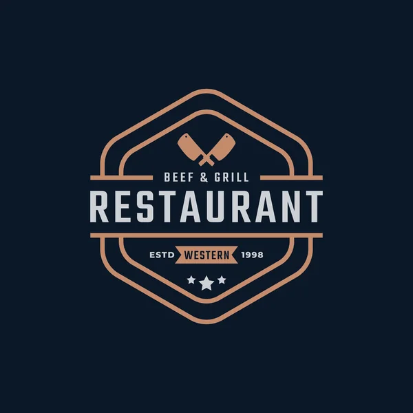 Emblema Etiqueta Retro Vintage Clássico Para Restaurante Café Logo Design —  Vetores de Stock