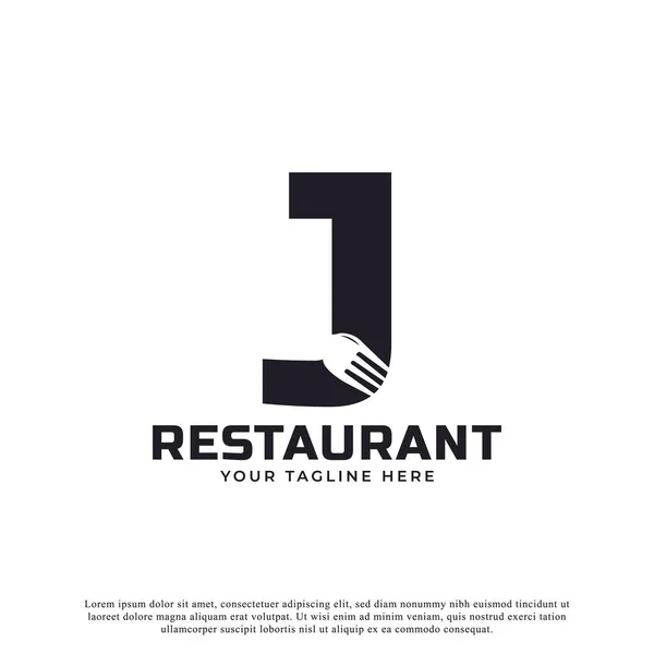 Логотип Ресторану Початковий Лист Вилкою Ложки Логотипу Ресторану Шаблон Дизайну — стоковий вектор