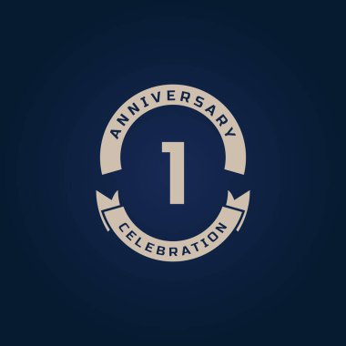 1. Yıl Yıldönümü Kutlaması Kutlama Etkinliği, Düğün, Kutlama Kartı ve Davetiyesi Mavi Arkaplanda İzole Edildi