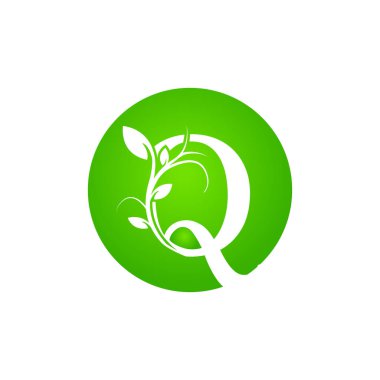 Q Sağlık Spa Logosu. Yapraklı Yeşil Çiçek Alfabesi Logosu. İş, Moda, Kozmetik, Spa, Bilim, Sağlık, Tıbbi ve Doğa Logoları İçin Kullanılabilir.