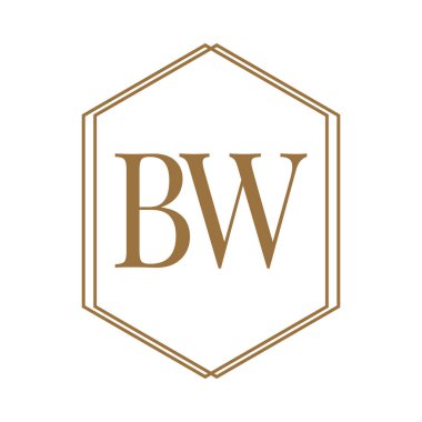 Basit Zarif İlk Harf Tipi BW Sembol Simgesi Simgesi, Logo Tasarım Şablonu