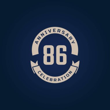 Kutlama etkinliği, düğün, tebrik kartı ve davetiyeyle 86. Yıl Kutlaması Mavi Arkaplanda İzole Edildi