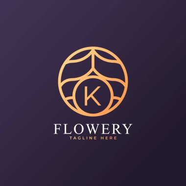 Flower Initial Letter K Logo Design Template Element. Eps10 Vector clipart