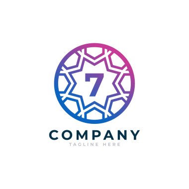 7 Numara Çember Şekli Logo Tasarımı Şablonu