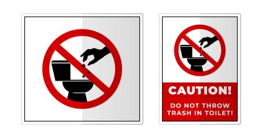 Çöp Kutusunu Tuvalet İmza Etiketi Simgesi Simgesi Vektör İllüstrasyonuna Atmayın