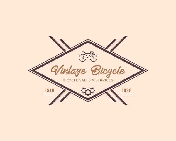 Vintage Emblem Badge Bicycle Repair Services Shop Logo Retro Style — 스톡 벡터
