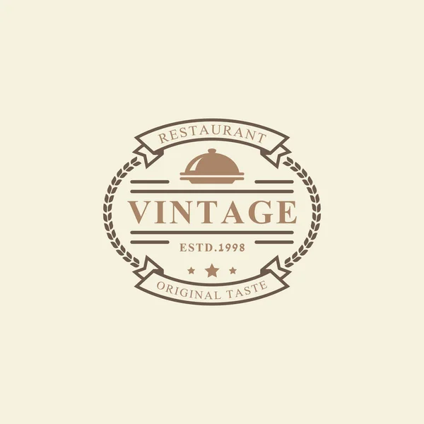 Restaurante Retro Emblema Vintage Ícones Café Fast Food Logo Design — Vetor de Stock