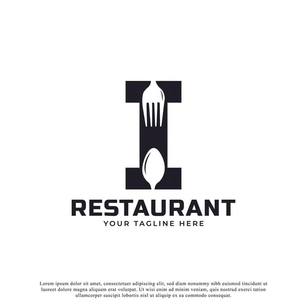Логотип Ресторану Початковий Лист Вилкою Ложки Логотипу Ресторану Шаблон Дизайну — стоковий вектор