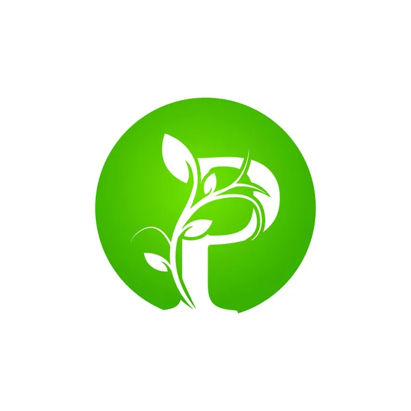 List Health Spa Logo Zielone Logo Alfabetu Kwiatowego Liśćmi Nadaje — Wektor stockowy