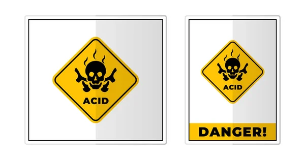 Illustration Vectorielle Symbole Étiquette Signe Danger Acide Crâne — Image vectorielle