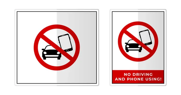 Δεν Οδήγησης Και Τηλεφώνου Χρησιμοποιώντας Sign Label Σύμβολο Εικονογράφηση Διάνυσμα — Διανυσματικό Αρχείο