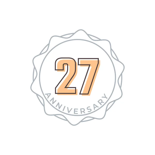 27周年庆祝病媒徽章 一周年快乐庆祝模板设计图解 — 图库矢量图片