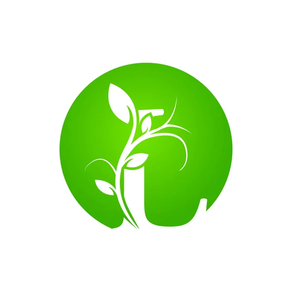 Lettre Logo Spa Santé Logo Alphabet Floral Vert Avec Feuilles — Image vectorielle