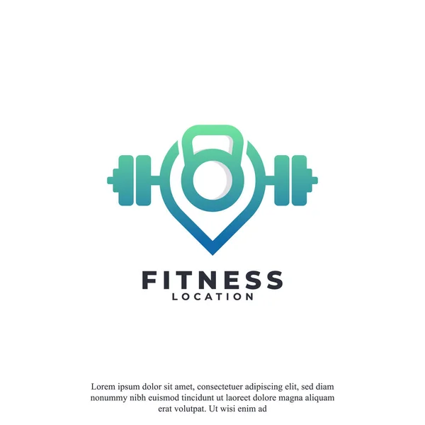 Langhantel Und Pin Location Logo Kombination Punkt Fitness Gym Logo — Stockvektor