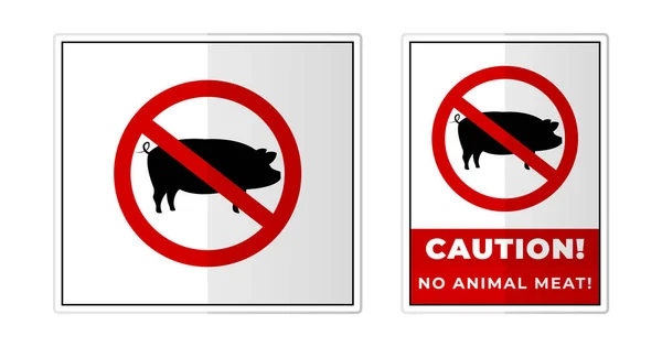 Kein Tierfleisch Sign Label Symbol Icon Vector Illustration — Stockvektor