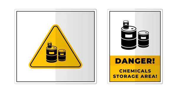 Achtung Chemikalienlagerplatz Zeichen Etikett Symbol Icon Vector Illustration — Stockvektor