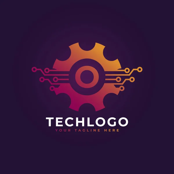 Tecnologia Carta Inicial Gear Logo Design Elemento Modelo — Vetor de Stock