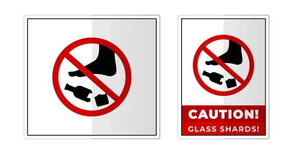 Pericolo Frammenti Vetro Attenzione Segno Etichetta Simbolo Icona Vettoriale Illustrazione — Vettoriale Stock