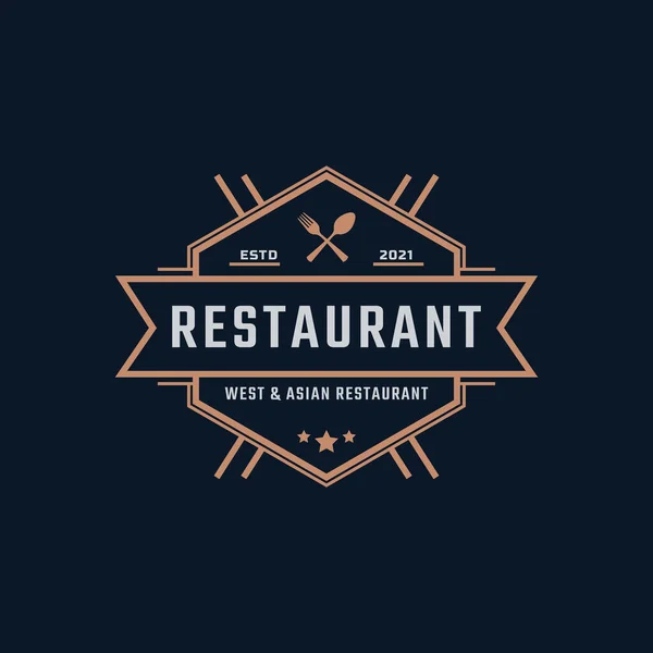 Insigne Étiquette Rétro Vintage Classique Pour Restaurant Café Design Inspiration — Image vectorielle