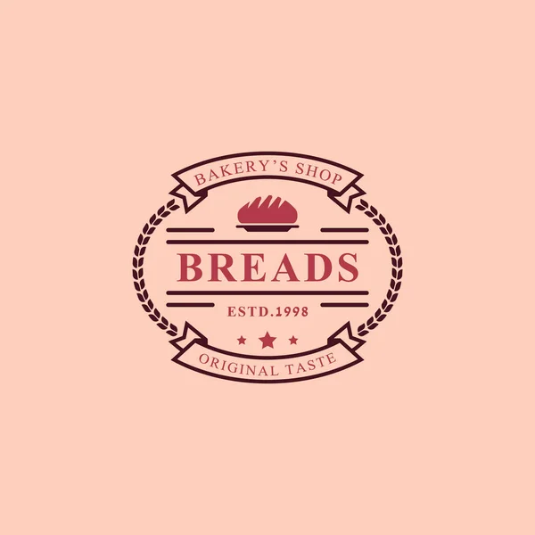 Vintage Retro Badge Για Λογότυπα Αρτοποιείου Ψωμί Κέικ Cafe Logo — Διανυσματικό Αρχείο
