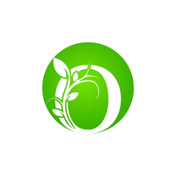 Letter Health Spa Logo Green Floral Alphabet Logo Leaves Usable — Stock Vector