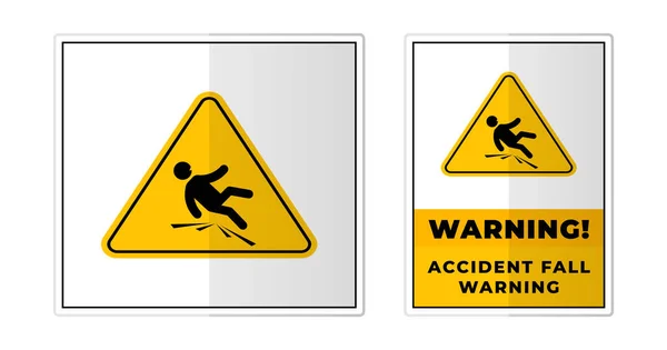 Accidente Caída Advertencia Signo Etiqueta Símbolo Icono Vector Ilustración — Archivo Imágenes Vectoriales