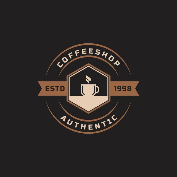 Klassieke Retro Badge Coffee Shop Logo Beker Bonen Cafe Vintage — Stockvector