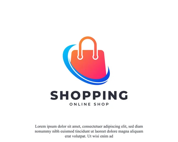 Swoosh Shopping Bag Vector Logo Design Template Element — Vettoriale Stock