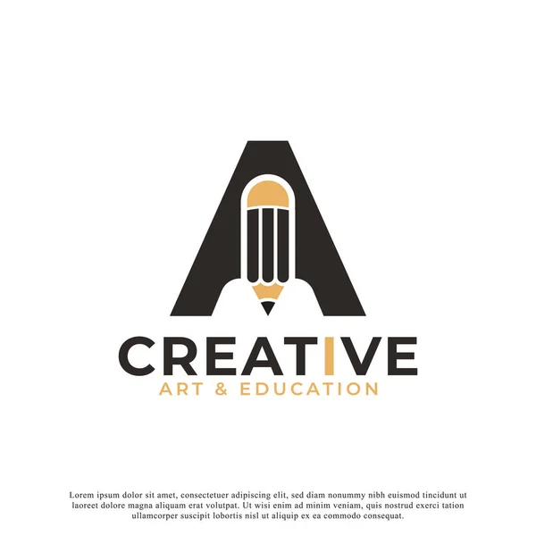 Lettre Initiale Avec Élément Modèle Icône Conception Logo Crayon — Image vectorielle
