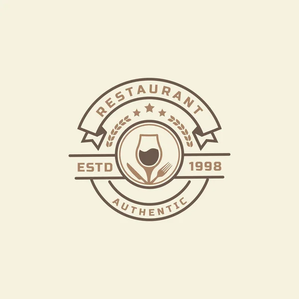 Antika Retro Rozet Restoranı Kafe Simgeleri Fast Food Logo Tasarımı — Stok Vektör