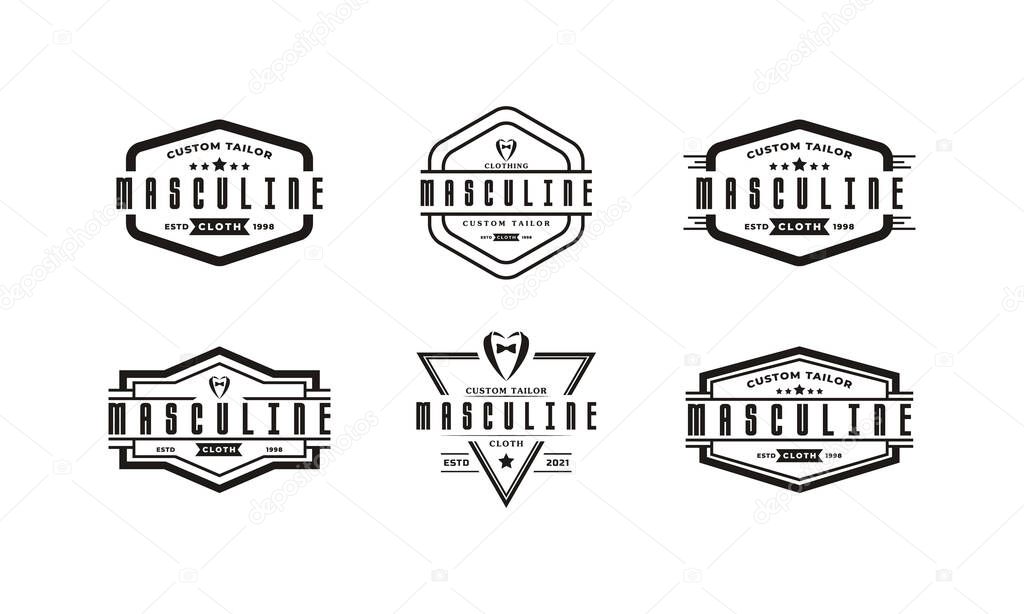 Set of Classic Vintage Retro Label Badge for Clothing Apparel Gentleman and Masculine Logo Emblem Design Template Element