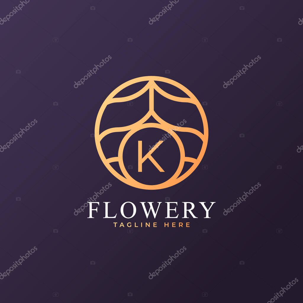 Flower Initial Letter K Logo Design Template Element. Eps10 Vector