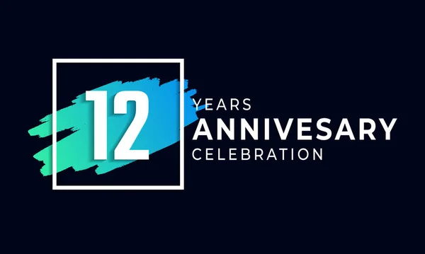 Jaar Jubileumfeest Met Blauwe Borstel Vierkant Symbool Happy Anniversary Greeting — Stockvector