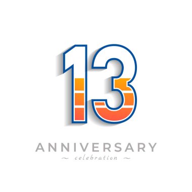 Beyaz Arkaplanda Kutlama, Düğün, Kutlama Kartı ve Davetiye İkonan Simge Bataryası ile 13. Yıldönümü Kutlaması