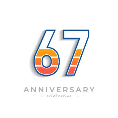 Beyaz Arkaplanda Kutlama, Düğün, Kutlama, Kutlama Kartı ve Davetiye İkonan Simge Bataryası ile 67 Yıldönümü Kutlaması